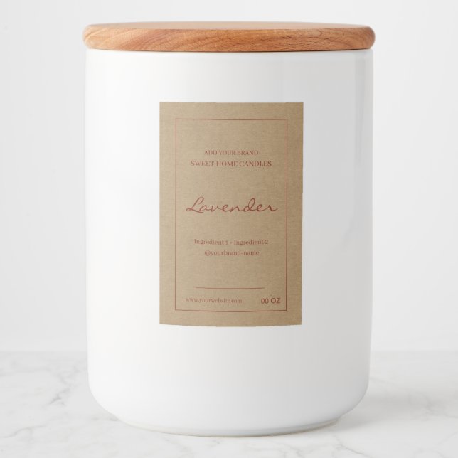 Étiquette Pour Bocaux Produit d'ingrédients en papier d'artisanat rouge  (Devant)