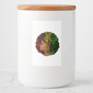 Étiquette Pour Bocaux Rasta femme noire afro rouge jaune vert