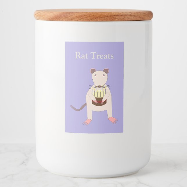 Étiquette Pour Bocaux Rat de Siamese avec gâteau d'anniversaire personna (Devant)