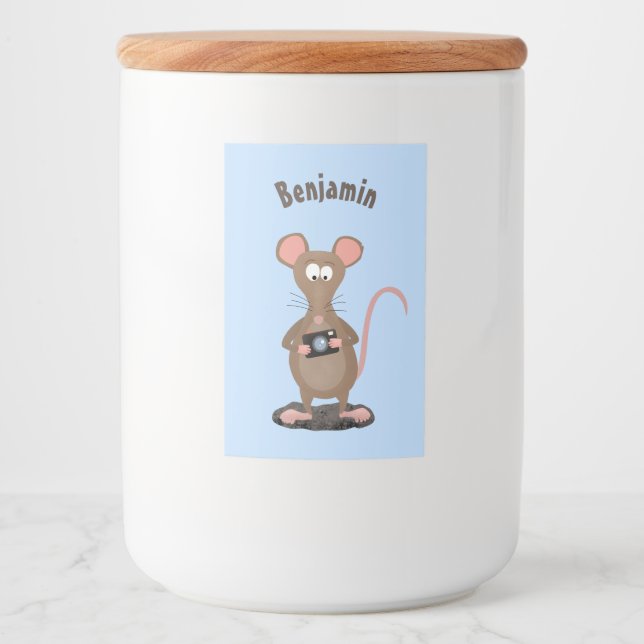 Étiquette Pour Bocaux Rat drôle avec dessin animé de la caméra (Devant)