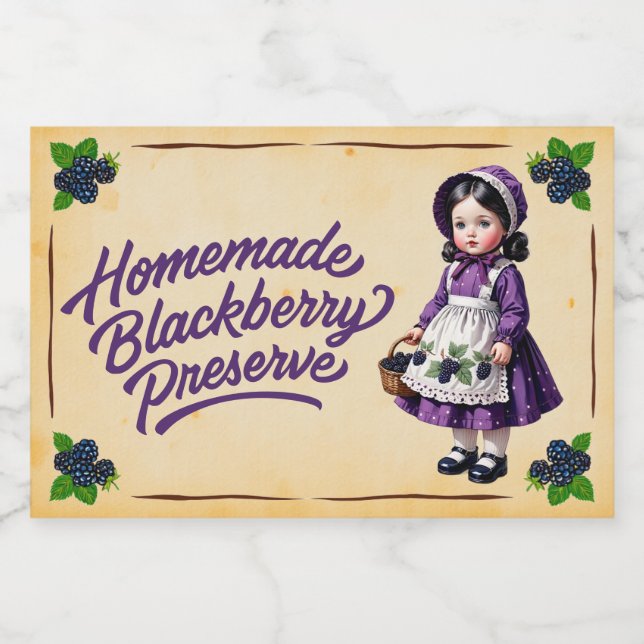 Étiquette Pour Bocaux Réserve de Blackberry fait maison - Vintage (Étiquettes simples)