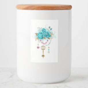 Étiquette Pour Bocaux Roses turquoise avec touches