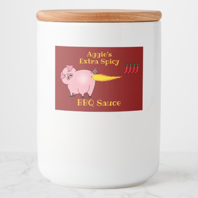 Étiquette Pour Bocaux Sauce barbecue épicée au feu de porc (Devant)