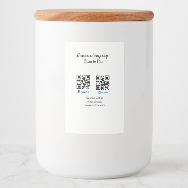 Étiquette Pour Bocaux Scanner pour payer le code q r paypal venmo ajoute (Devant)