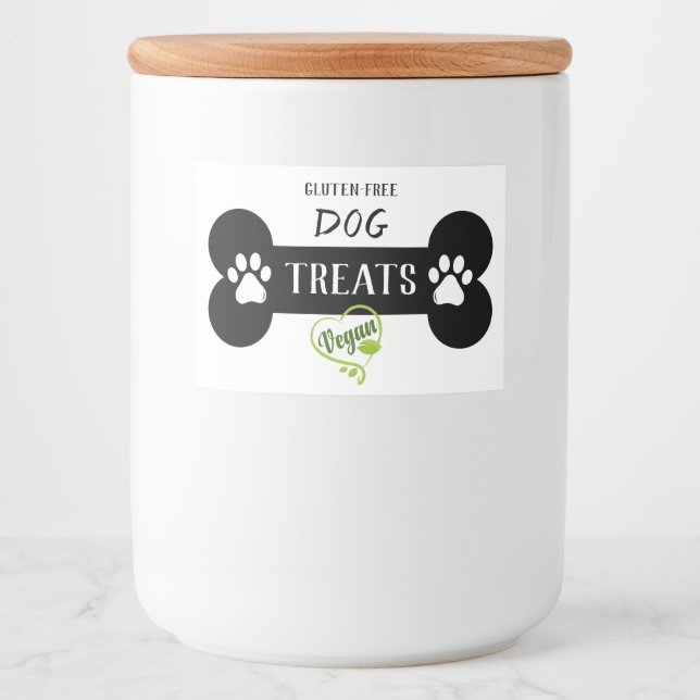 Étiquette Pour Bocaux Simple Black & White Vega Chien Treat (Devant)