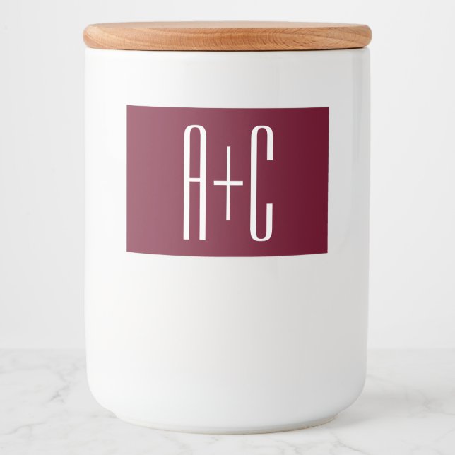 Étiquette Pour Bocaux Simple Couples | White & Burgundy (Devant)