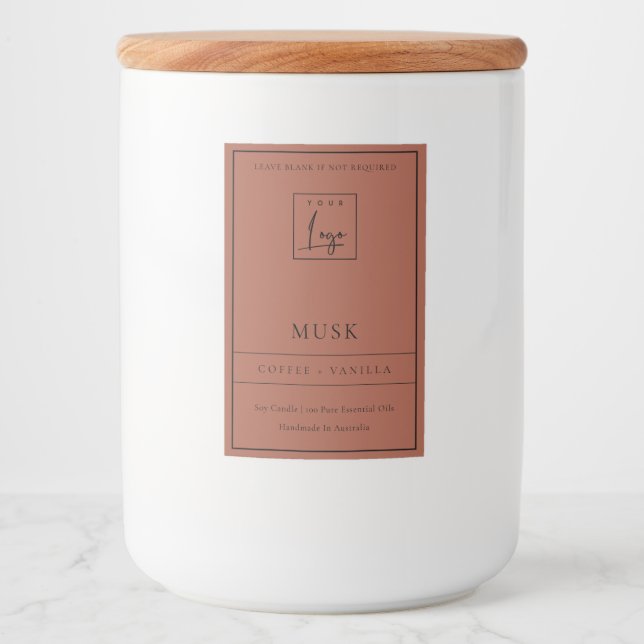 ÉTIQUETTE POUR BOCAUX SIMPLE TERRACOTTA RUST RED LOGO BORDER CANDLE (Devant)