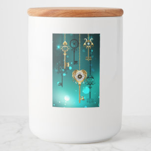 Étiquette Pour Bocaux Skeleton Keys on Green Background