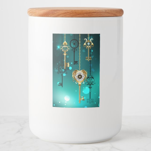 Étiquette Pour Bocaux Skeleton Keys on Green Background (Devant)