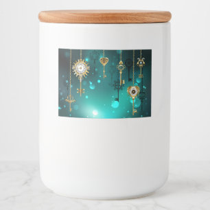 Étiquette Pour Bocaux Skeleton Keys on Green Background