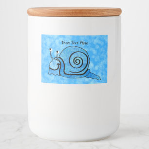 Étiquette Pour Bocaux Smiling Bright Aqua Bleu Cartoon Escargots Blancs 