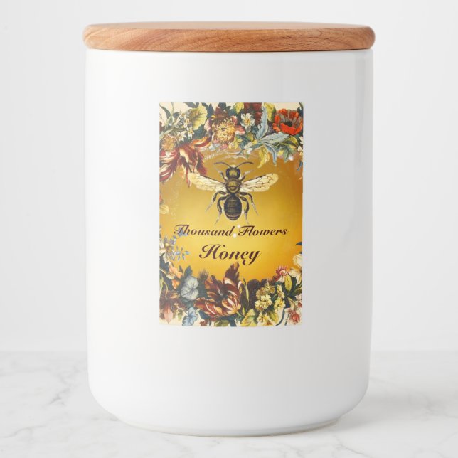 ÉTIQUETTE POUR BOCAUX SPRING FLOWERS HONEY BEE / BEEKEEPER BEEKEEPING (Devant)
