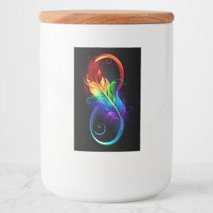 Étiquette Pour Bocaux Symbole d'infini avec plume arc-en-ciel