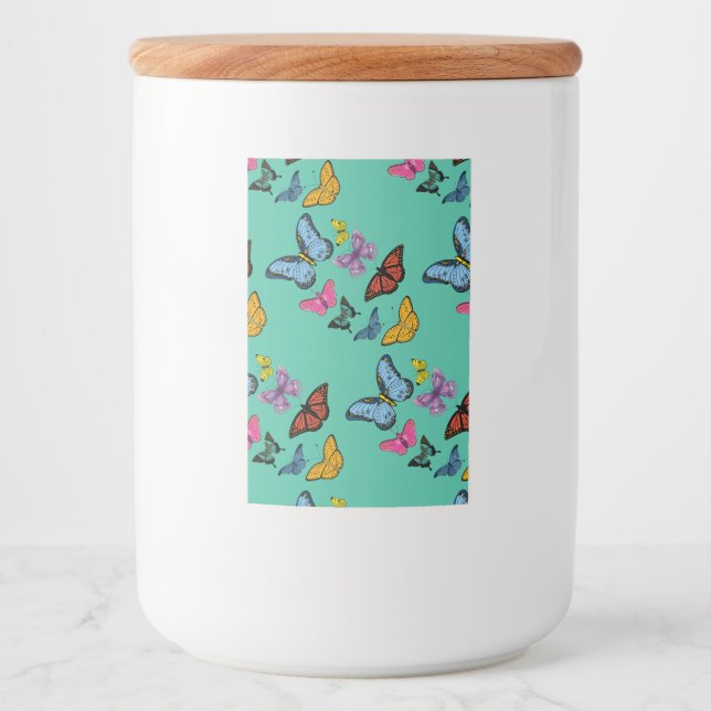 Étiquette Pour Bocaux Texture motif papillon (Devant)