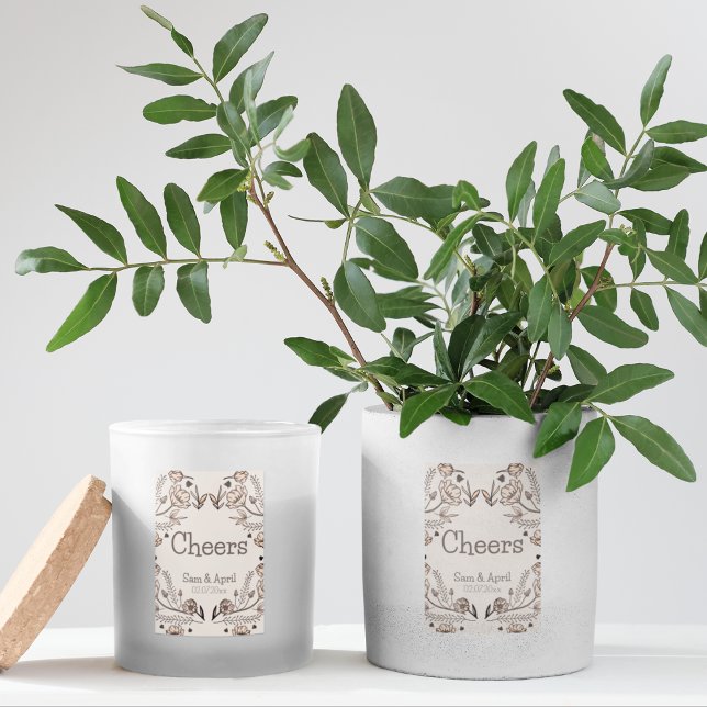 Étiquette Pour Bocaux Thème Brown Floral Mariage (Stickers to stick on your return gifts or stationery )
