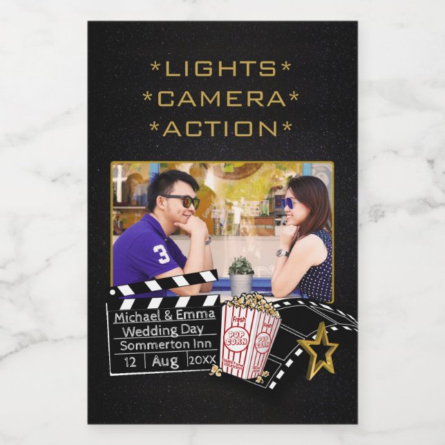 Étiquette Pour Bocaux Thème de cinéma personnalisé Star Photo personnali (Étiquettes simples)