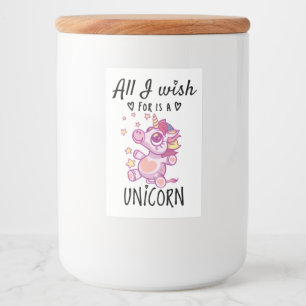Étiquette Pour Bocaux Tout ce que je souhaite est une licorne