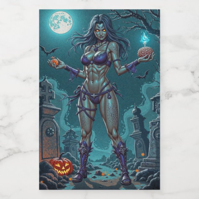 Étiquette Pour Bocaux Traite d'Halloween ou ami Zombie w Cerveau (Étiquettes simples)