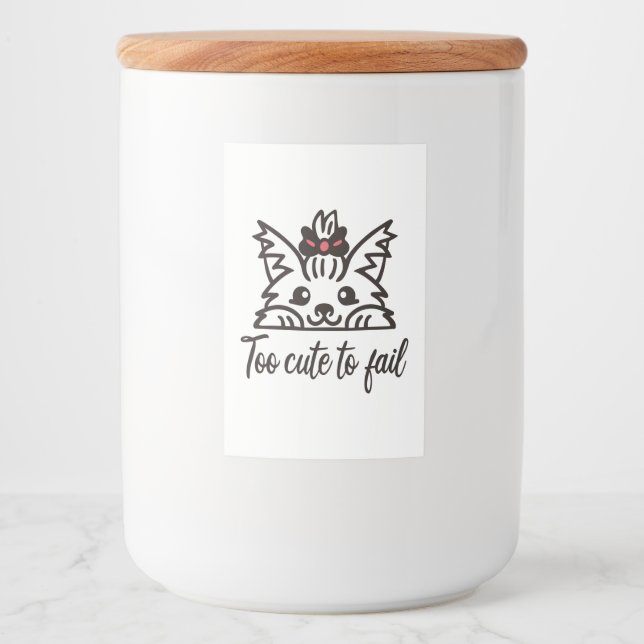 Étiquette Pour Bocaux Trop mignon pour échouer (Devant)