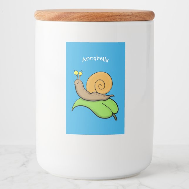 Étiquette Pour Bocaux Un mignon escargot heureux sur une illustration d' (Devant)