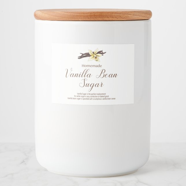 Étiquette Pour Bocaux Vanilla Bean Sucre Étiquettes, Sucre à la vanille  (Devant)