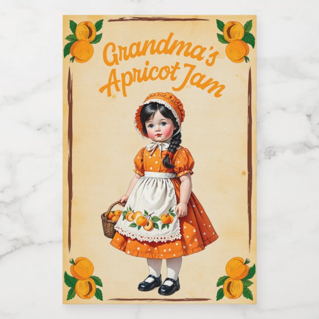 Étiquette Pour Bocaux Vintage de confiture d'abricot de grand-mère (Étiquettes simples)