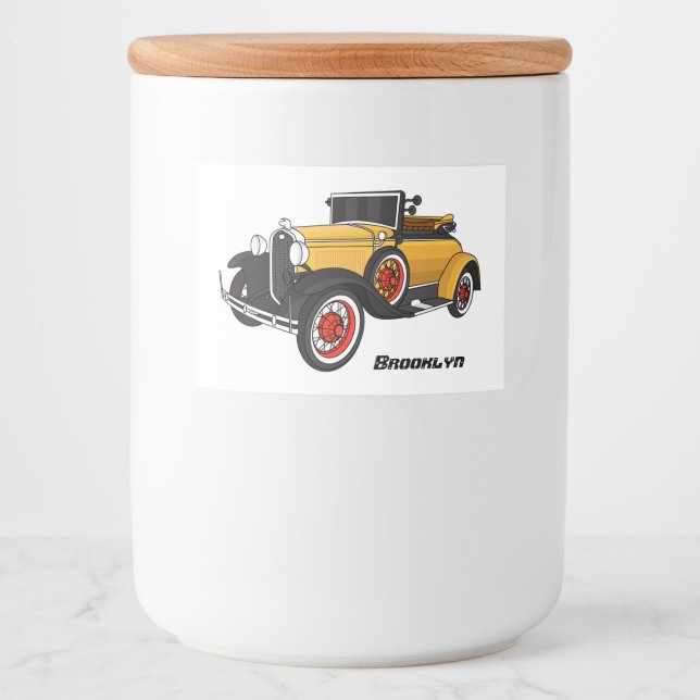 Étiquette Pour Bocaux Voiture jaune classique 1931 (Devant)