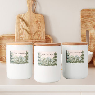 Étiquette Pour Bocaux Watercolor Pine Forest et Mountain Rustic