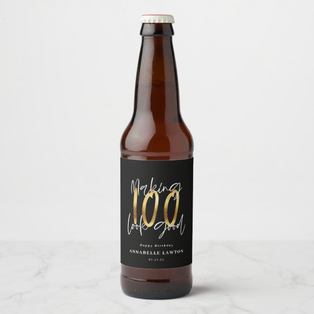 Étiquette Pour Bouteilles De Bière 100 ans d'or (Devant)