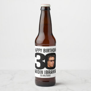 Étiquette Pour Bouteilles De Bière 30e anniversaire personnalisable nom photo étiquet