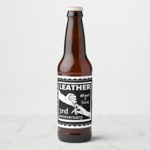 Étiquette Pour Bouteilles De Bière 3ème anniversaire du Mariage tenant la main tradit