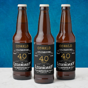 Étiquette Pour Bouteilles De Bière 40e anniversaire Black Gold Legendary Funny