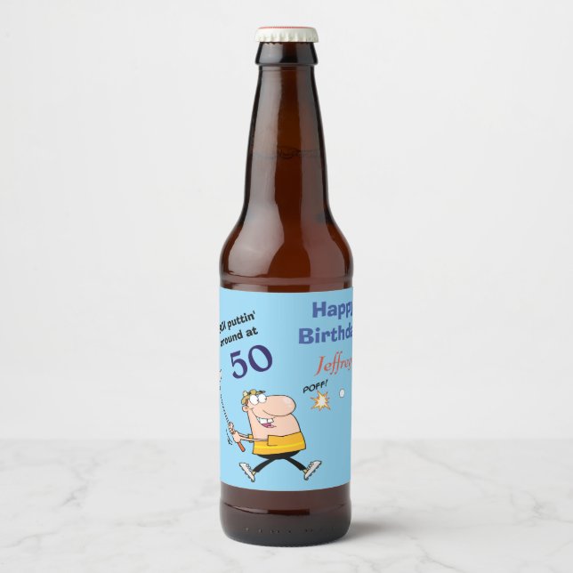 Étiquette Pour Bouteilles De Bière 50 Golfeur d'anniversaire (Devant)