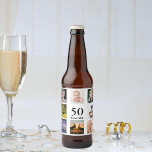 Étiquette Pour Bouteilles De Bière 50e anniversaire fête photo collage mec