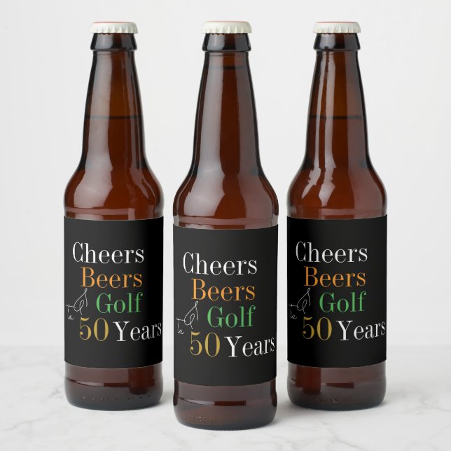 Étiquette Pour Bouteilles De Bière 50e Anniversaire Golf Cheers Beers Black Gold (Bouteilles)