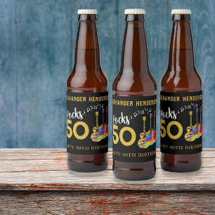 Étiquette Pour Bouteilles De Bière 50e anniversaire Nom Guitares Musique Rocks 50