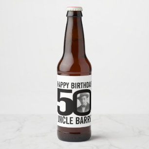 Étiquette Pour Bouteilles De Bière 50e anniversaire personnalisées photo oncle nom ét