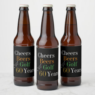 Étiquette Pour Bouteilles De Bière 60e anniversaire Golf Cheers Bières Black Gold Par