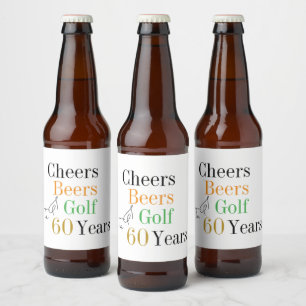Étiquette Pour Bouteilles De Bière 60e Anniversaire Golf Cheers Bières Mini Fête