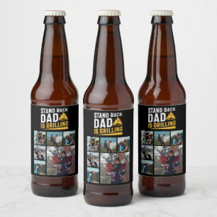 Étiquette Pour Bouteilles De Bière 6 Photo Collage Drôle Stand Back Papa Grilling