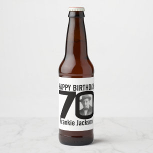 Étiquette Pour Bouteilles De Bière 70e anniversaire personnalisable nom photo étiquet