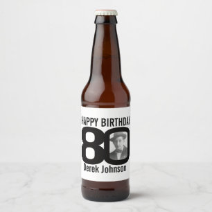 Étiquette Pour Bouteilles De Bière 80e anniversaire personnalisable nom photo étiquet