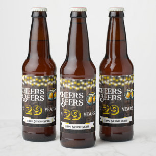 Étiquette Pour Bouteilles De Bière À la santé et bières pour 29 ans de Rustic Birthda