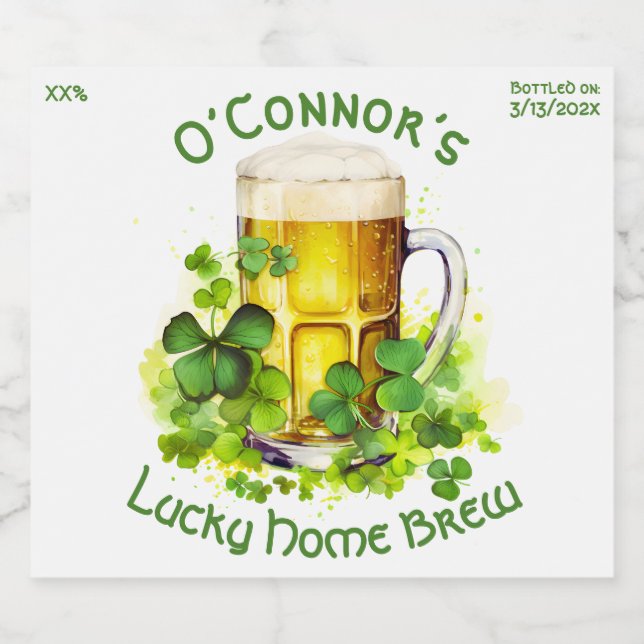 Étiquette Pour Bouteilles De Bière Accueil personnalisé Brew St Patrick's Day en bout (Étiquettes simples)
