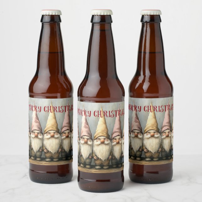 Étiquette Pour Bouteilles De Bière Adorable Gnomes Pointed Hats Long Beard (Bouteilles)