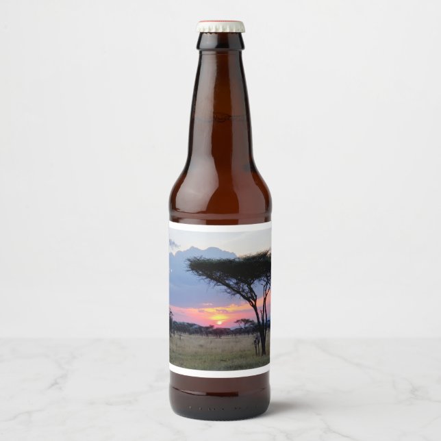 Étiquette Pour Bouteilles De Bière Afrique - Coucher de soleil 3 (Devant)
