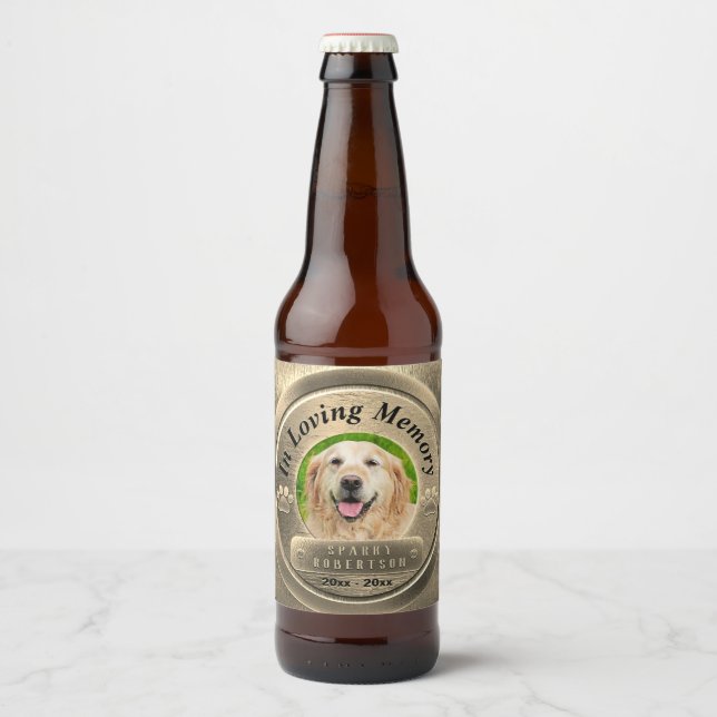 Étiquette Pour Bouteilles De Bière Ajouter un mémorial photo pour animaux (Devant)