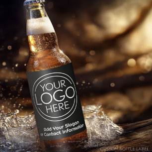 Étiquette Pour Bouteilles De Bière Ajouter votre logo Entreprise Moderne Noir