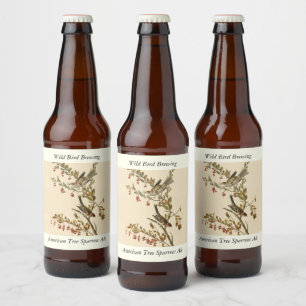Étiquette Pour Bouteilles De Bière American Tree Sparrow, les oiseaux d'Amérique d'Au