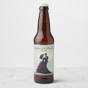 Étiquette Pour Bouteilles De Bière Amoureux romantiques gothiques Mariage élégant